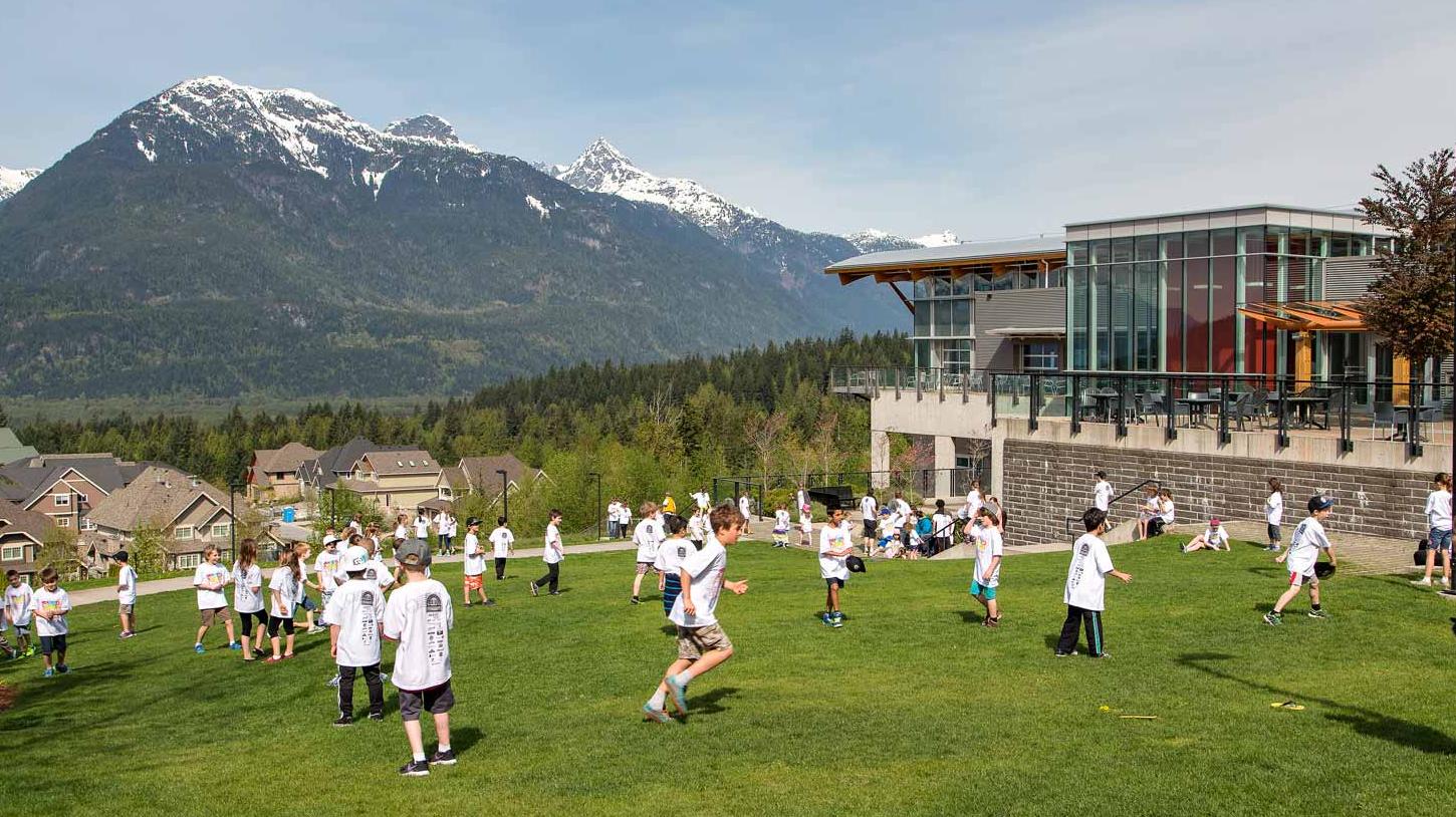 Children playing on school field