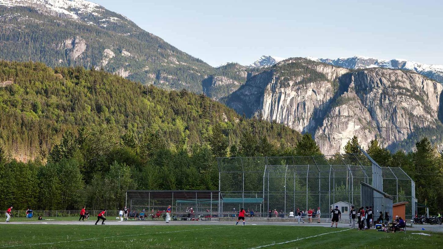 Game in progress on baseball field