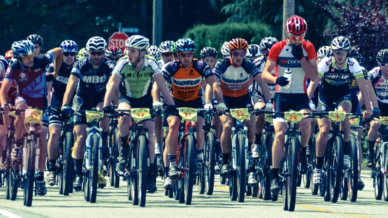 cyclists competing in event